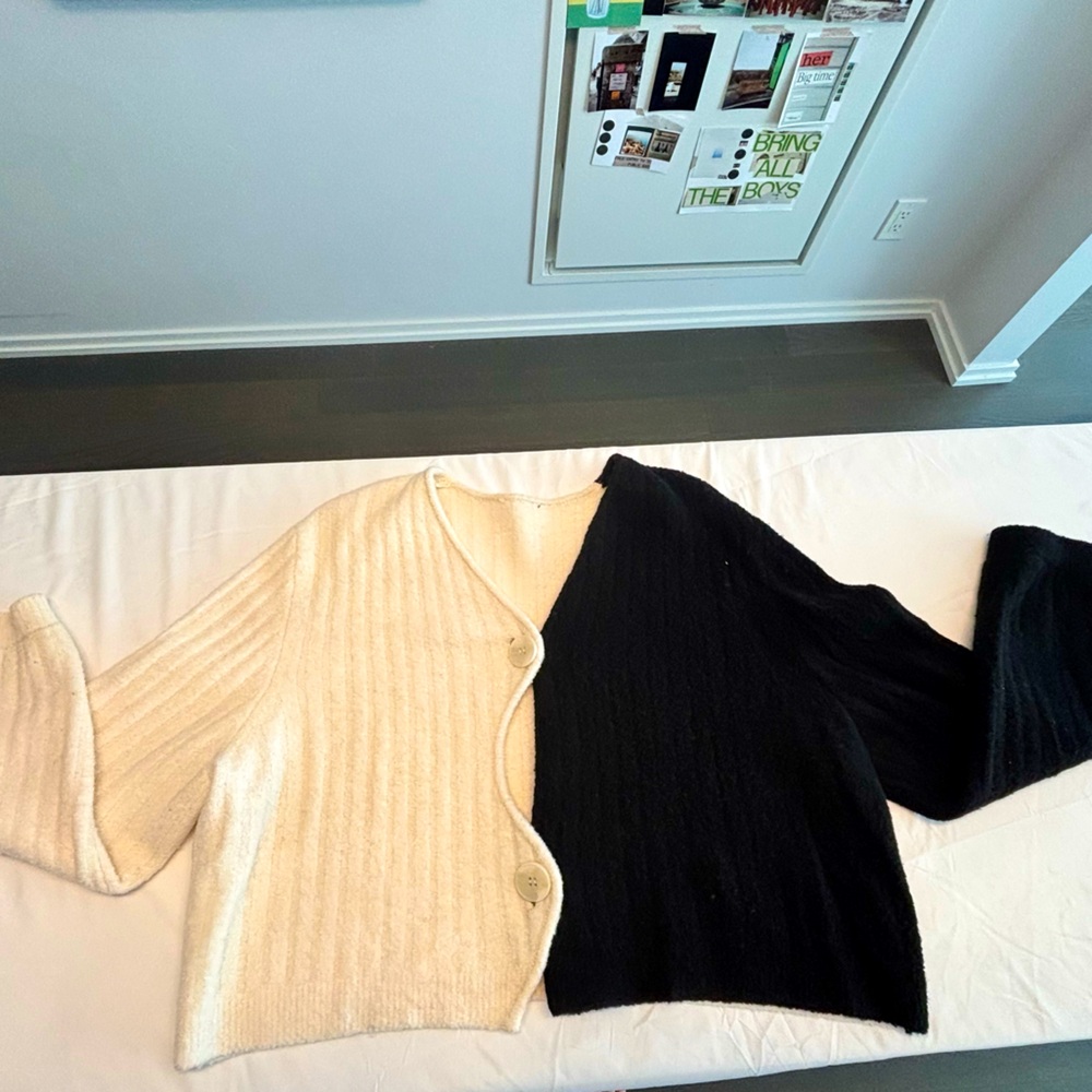 Two-Tone Black and Cream Women's Sweater